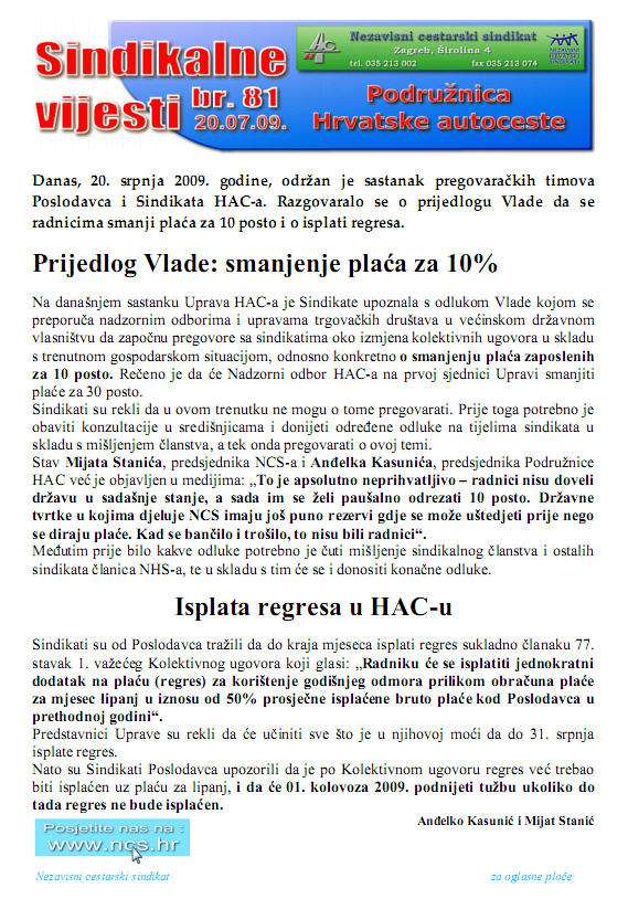 Prijedlog Vlade: smanjenje plaća za 10%