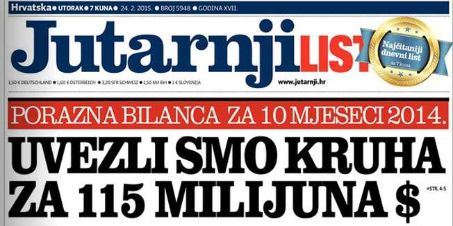 JUTARNJI U UTORAK u tiskanome izdanju