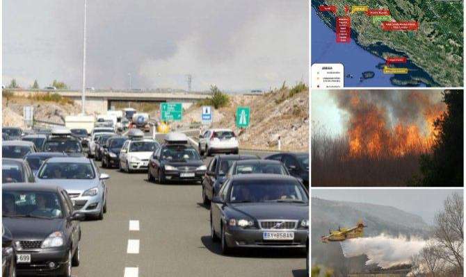 KOD ZADRA POČELO PUŠTANJE VOZILA BEZ NAPLATE CESTARINE: HAC diže rampe zbog požara uz autocestu A1