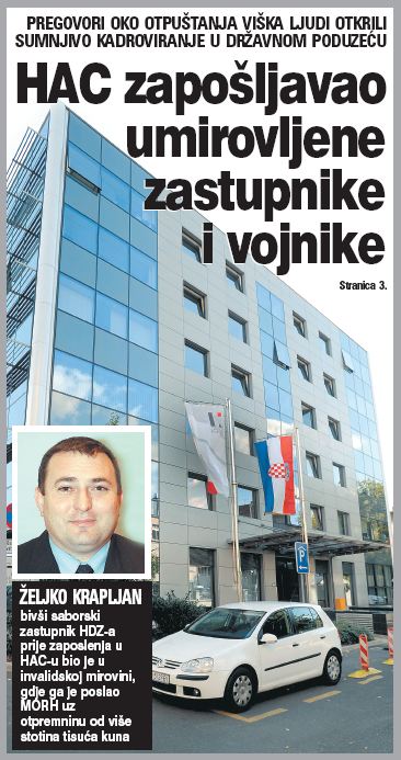 HAC zapošljavao umirovljene zastupnike i vojnike