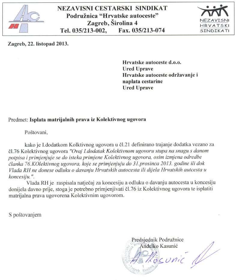 Potraživanje isplate materijalnih prava iz Kolektivnog ugovora