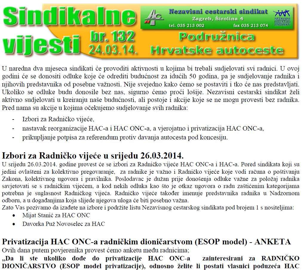 Sindikalne vijesti br. 132